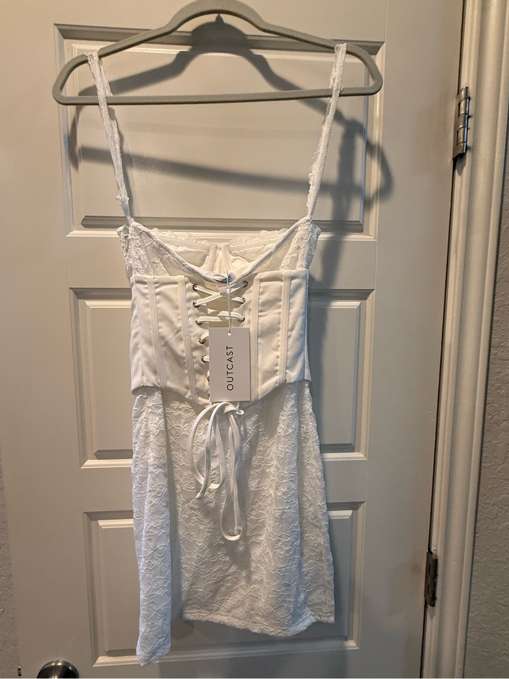 White Lace Corset Slip with Lace Bodice - Picture 3 of 5